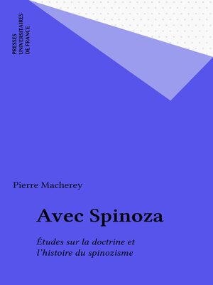 cover image of Avec Spinoza